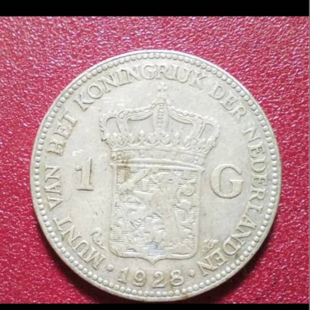 Koi silver perak Belanda ratu Wilhelmina 1 Gulden 1928