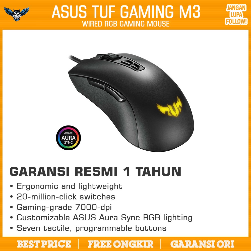 Asus TUF Gaming M3 RGB P305 Ergonomic Wired Gaming Mouse With 7000 DPI