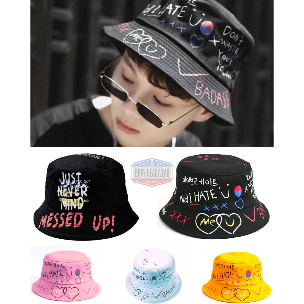 TERMURAH TOPI BUCKET KOREA TRENDY SABLON BADAS / MESSED UP MURAH / TOPI BADAS BADASS