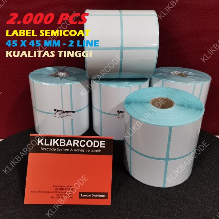

LABEL BARCODE 45 X 45mm (2 LINE) KERTAS STICKER LABEL SEMICOATED 45x45
