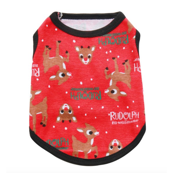 Baju Pet Anjing Kucing Motif NATAL CHRISTMAS XMAS Simple Tshirt Bahan Kaos Doggy Puppy Kitty Kecil