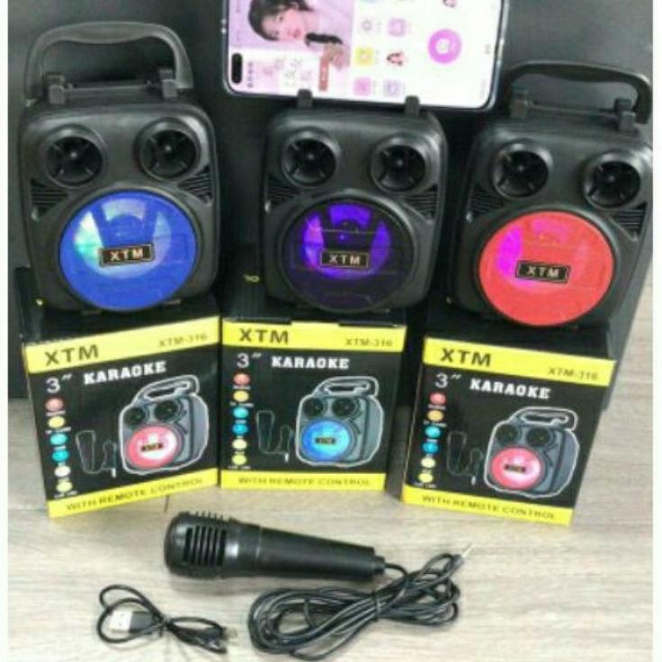 Trendy XTM 316 Speaker Bluetooth Speaker Mic Karaoke Wireless Portable Music Karaoke XTM-316