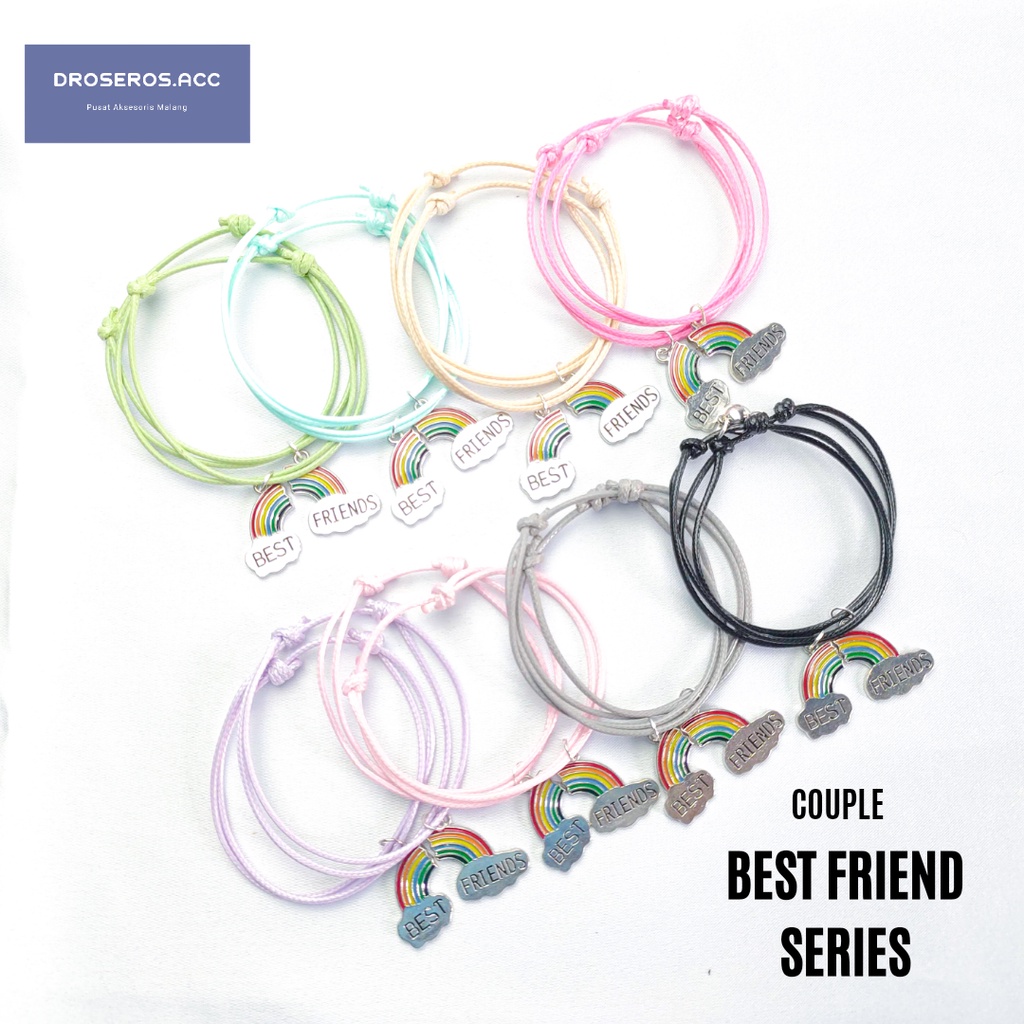 COD Sepasang (2pcs) Gelang Couple Magnet Best Friend Gelang Tangan Tali Korea Warna Hitam Untuk Simb