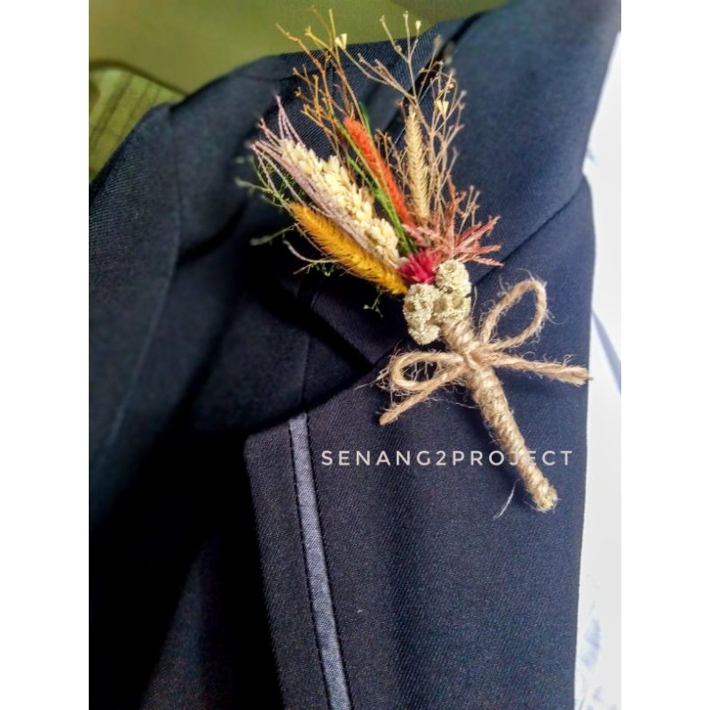 Corsage / Korsase / Bunga Jas Rustic / Bros Pin Wedding / Boutonniere Bunga Kering