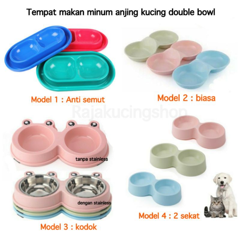 Tempat makan kucing anti semut double - DOUBLE bowl