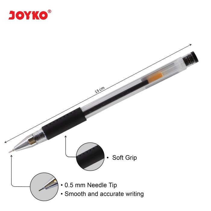 

M4ntap Gel Pen Pulpen Pena Joyko JK-100NT Black 0.5 mm 1 Box 12 Pcs -p: