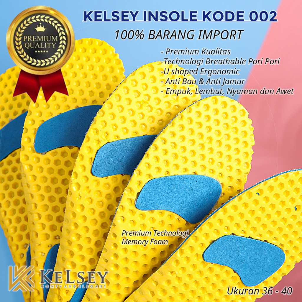 Kelsey Insole Alas Kaki 002 Yellow / Asli Empuk Nyaman Saat Di Pakai