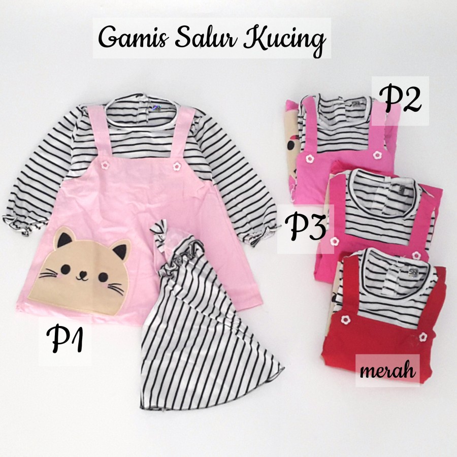 Gamis Anak Perempuan 3-9bulan 3bulan 4bulan 5bulan 6bulan 7bulan 8bulan 9bulan Salur Kucing