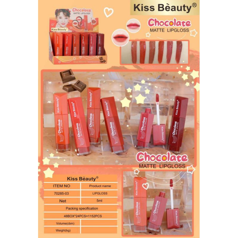 [ PER6PCS ]LIP GLOSS KISS BEAUTY SWEET TIME | KISS ME | CHOCOLATE