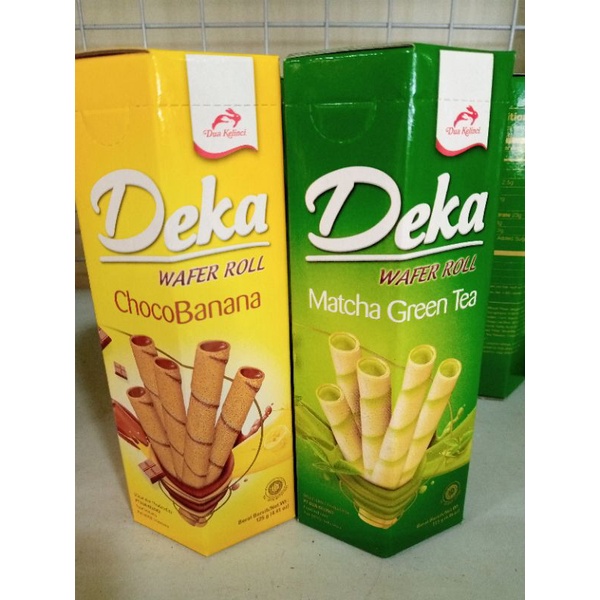 Wafer Roll Hexagonal rasa Choco Banana dan Matcha Green Tea Dua Kelinci