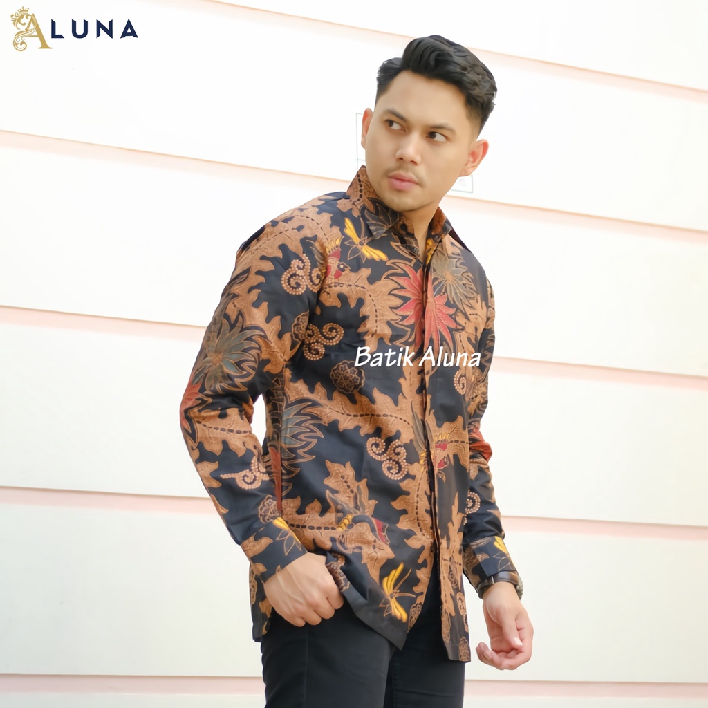 KEMEJA BATIK PRIA LENGAN PANJANG PREMIUM REGULAR MODERN BATIK ALUNA PCW 063