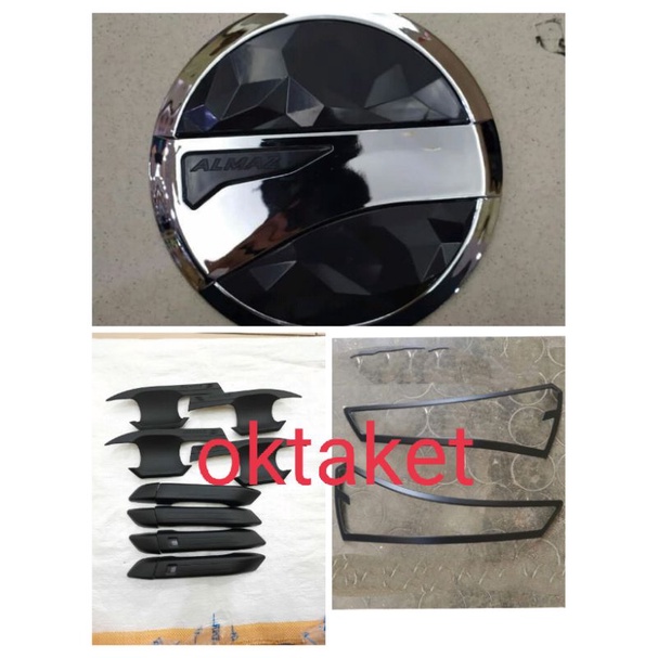 paket garnish belakang outer handle tank cover Wuling Almaz hitam chrome