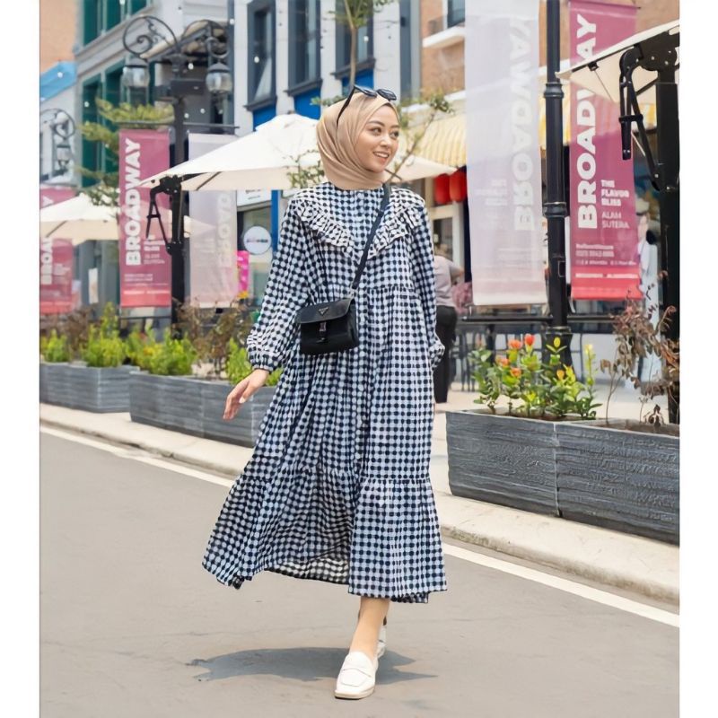 BEFAST - ZFF OOTD Tunik RACHEL / Dainy Tunik / Tunik Motif Kotak-Kotak / Pakaian Wanita Muslimah / Tunik Trendy / Fashion Wanita Casual / Termurah / Outfit Wanita Hijab