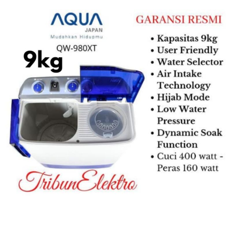 Mesin Cuci Aqua 9kg 2 Tabung 980XT
