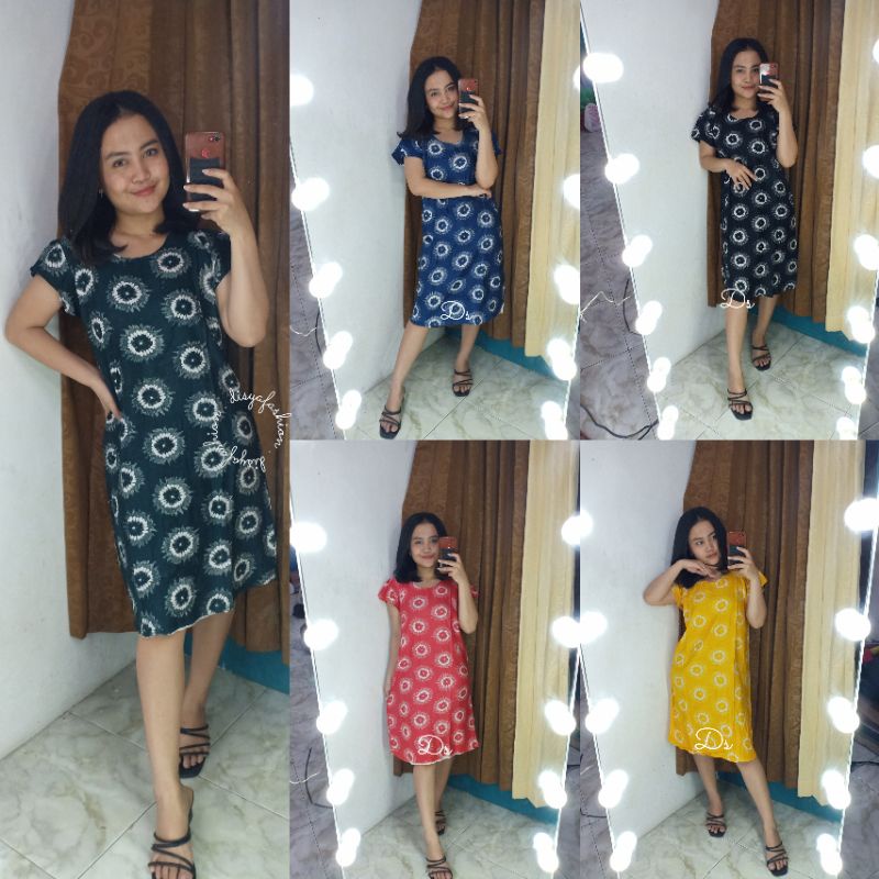 One Set Pendek Baju Tidur Wanita Setelan Celana Pendek Rayon Adem Full Kancing Disya Fashion-MIDI RANDOM