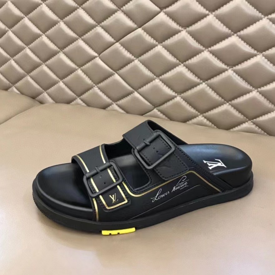 sandal pria slide flat sendal cowok slippers mirror lv