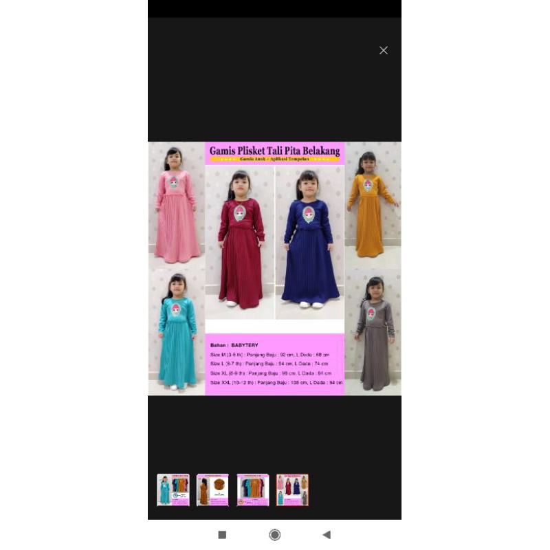 WYNOLA 462 gamis plisket tali pita belakang gamis anak