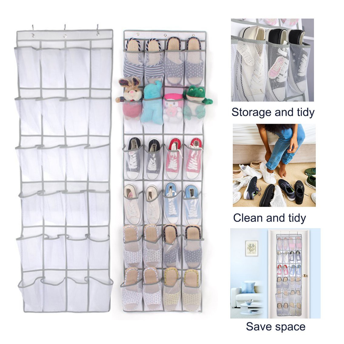 Just 24 Pockets Non Woven Hanging Storage Bag Behind Doors Space Saving Shoes Rack Shopee Indonesia