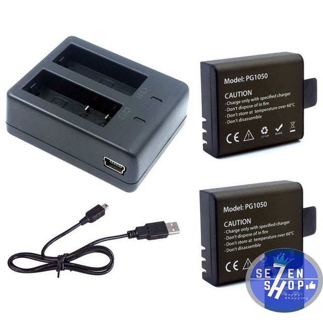 PACKAGE  Charger Dual Battery untuk EKEN H9 H9R H8PRO H8R SJCAM SJ4000 - Hitam