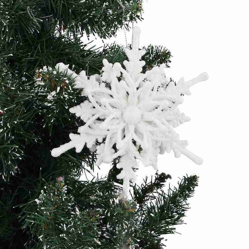 Liontin Gantung Bentuk Snowflake 3D Bahan Plastik Ukuran 12cm Untuk Dekorasi Pohon Natal