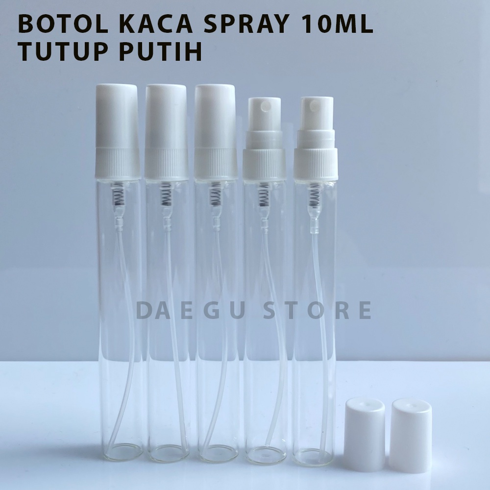 Botol Spray Kaca 10ml Parfum Refill Vial Travel Size Tutup Putih