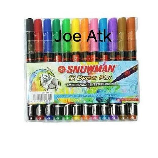 

(BISA COD) Snowman Brush Pen 12 Color Set EKSLUSIF Kode 1092