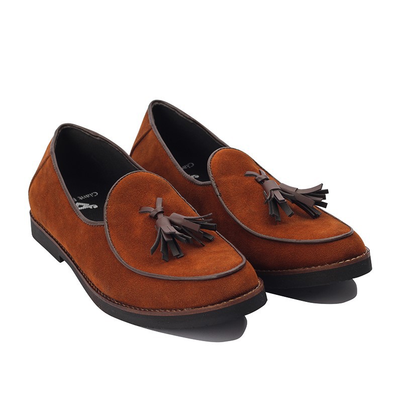 BOSSA BROWN - Sepatu Loafers Kasual Loafers Kulit Klasik Formal Kerja Kuliah Pria/Cowok - Loafer