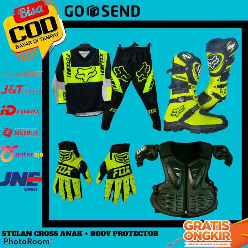 PAKET BAJU TRAIL ANAK MOTOCROS BODY PROTECTOR CELANA TRAIL BAJU TRAIL SARUNG TANGAN CROSS ANAK