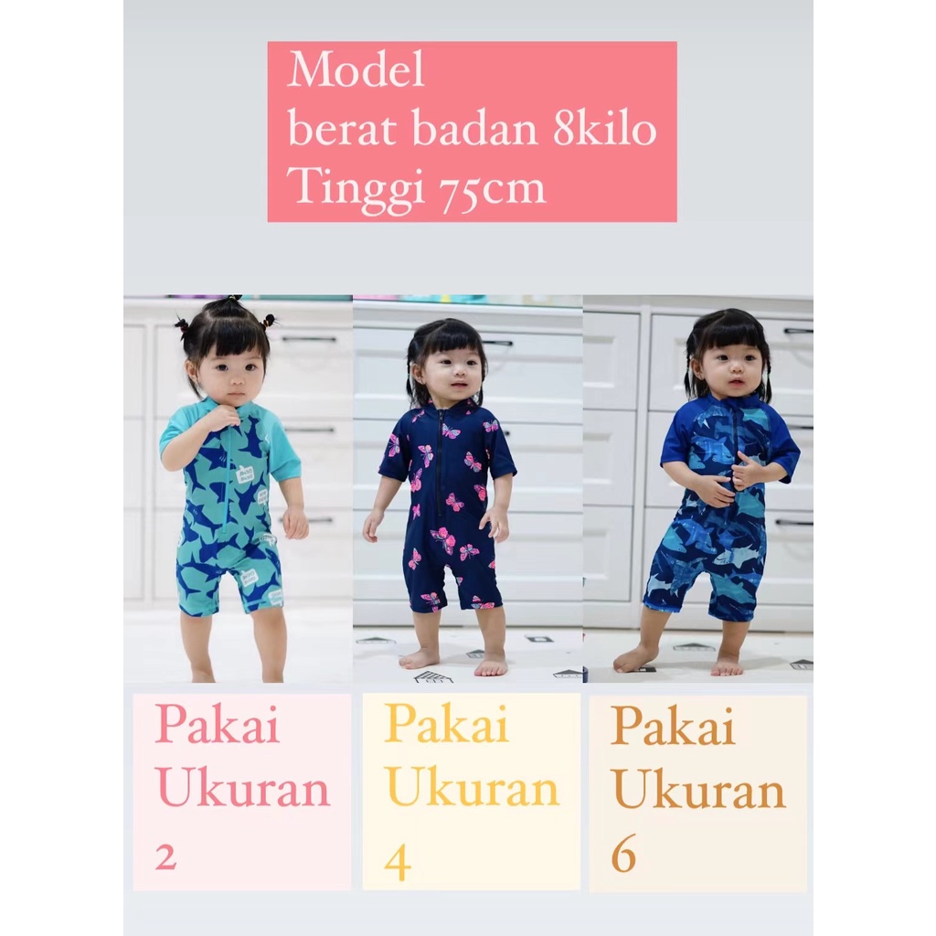 Y05-15 Y05  Baju renang / anak / lengan pendek / unisex / antiuv / pakaian renang / outdoor / bayi / murah / import / nyambung