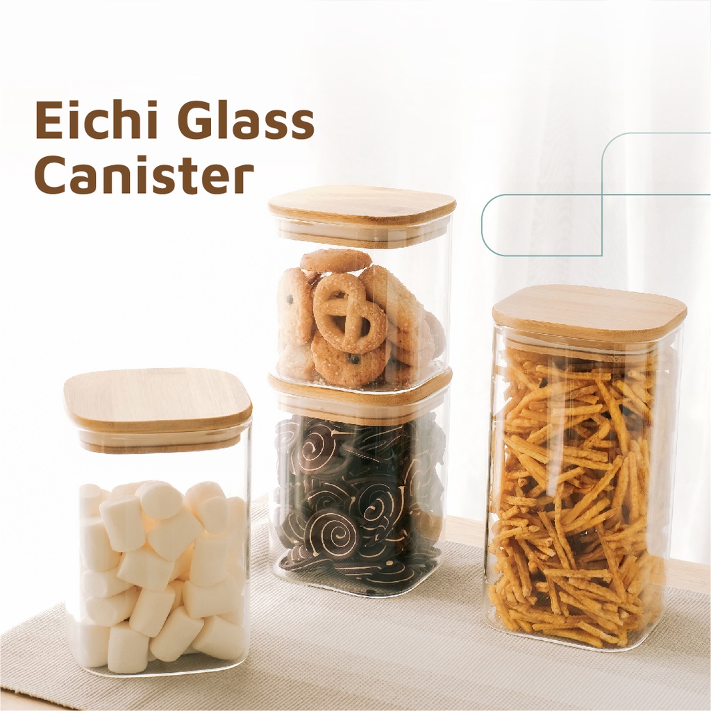 Toples Snack Bumbu Kaca Kotak Tutup Kayu Kedap Udara Toples Kaca Lebaran