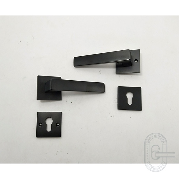 Gagang Pintu 1 set siap pasang, Gaya Minimalis Handle Lock Door Bedroom Living Room Restroom Handel Premium Kotak