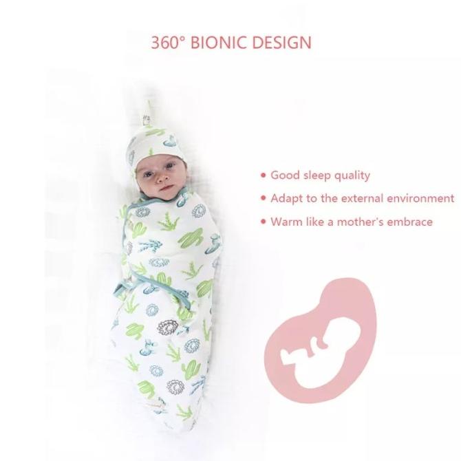 Bedong Instan Set Topi Bayi / Bedong Swaddle Wrap Bedong Tidur Bayi