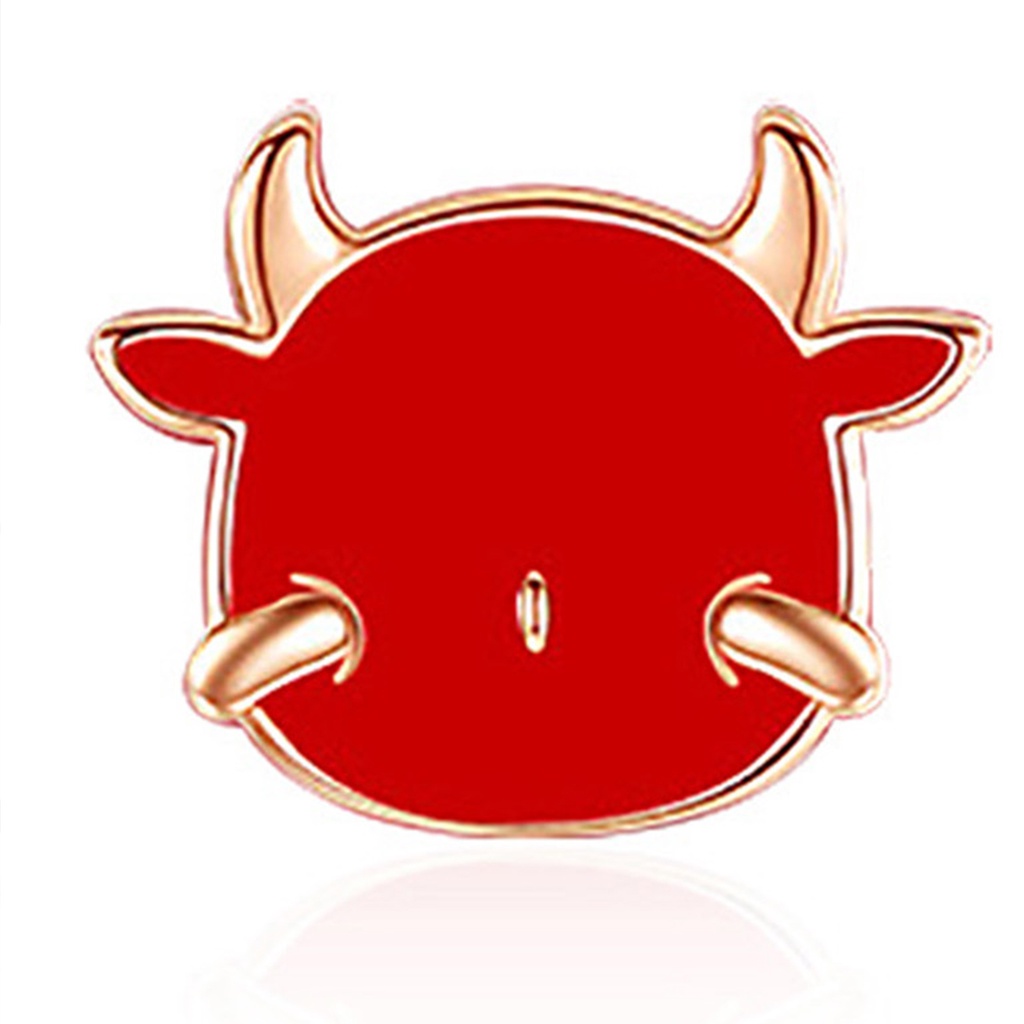 Hu Hu Hu Hu Hu Alat Bantu Pasang Kacamata♡ 1 Pasang Anting Stud Desain Sapi Warna Merah Gaya China Untuk Wanita