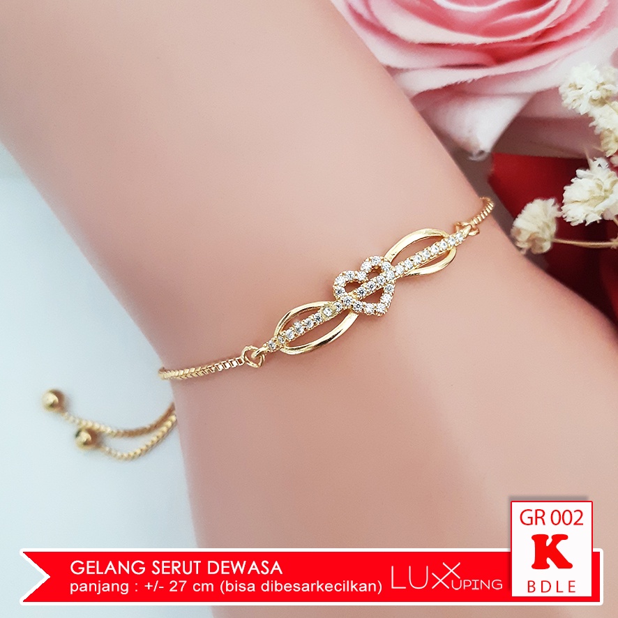 GR 002 GESER Gelang Serut Dewasa Terbaru Perhiasan Gelang Wanita Mata Zirkon Mewah Gelang Xuping Set Gelang Pita Bow Brcelet Gelang Angsa Swan Gelang Love Kado Pacar Gelang Fleksibel Gelang Bisa dibesarkecilkan Luxx Xuping