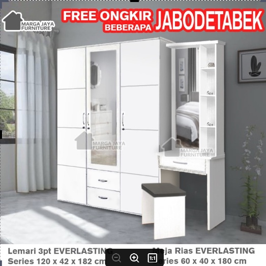 Set Lemari Pakaian + Meja Rias Minimalis 3 pintu baju kaca cermin