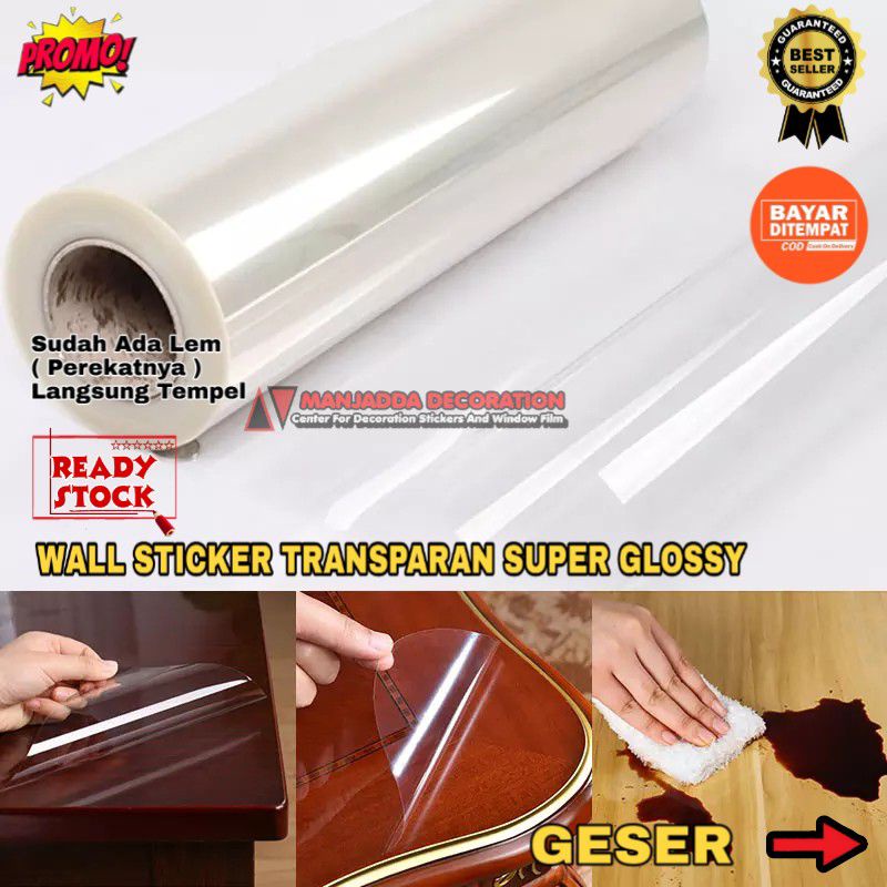 WALL STIKER TRANSPARAN ANTI MINYAK SUPER GLOSSY