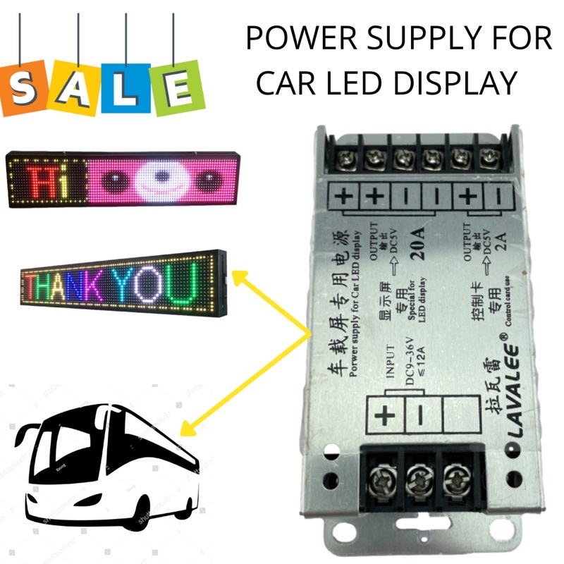 POWER SUPLLY SLIM FOR CAR LED DISPLAY / RUNNING TEXT  5V 20A LAVALEE