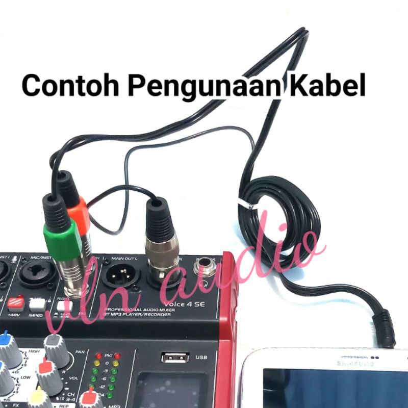 Kabel input output for android 1.5m 2bh ts akai out L + R dan 1bh XLR Female In to TRRS 3.5 mm phone