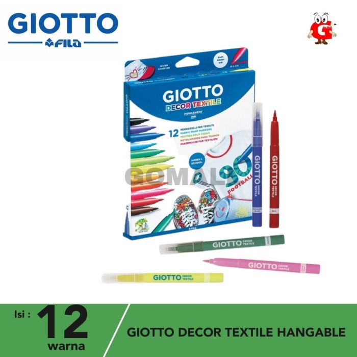

Giotto Decor Textile 12 color/ Spidol Permanent Kain 12 warna