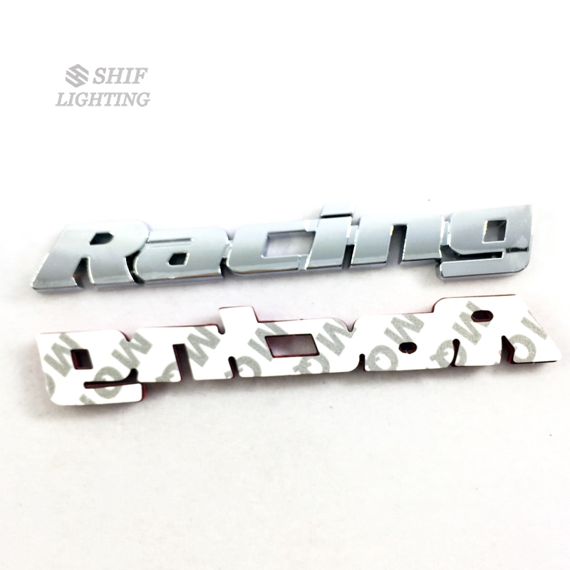 1Pc Stiker Emblem Logo Balap Tulisan Racing Bahan Metal untuk Dekorasi Mobil