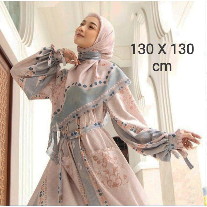 Terbaru !! Hijab Voal Syar'i Ukuran Jumbo 130×130 Motif Bella Series Kerudung Segiempat Motif Jilbab Khimar-1