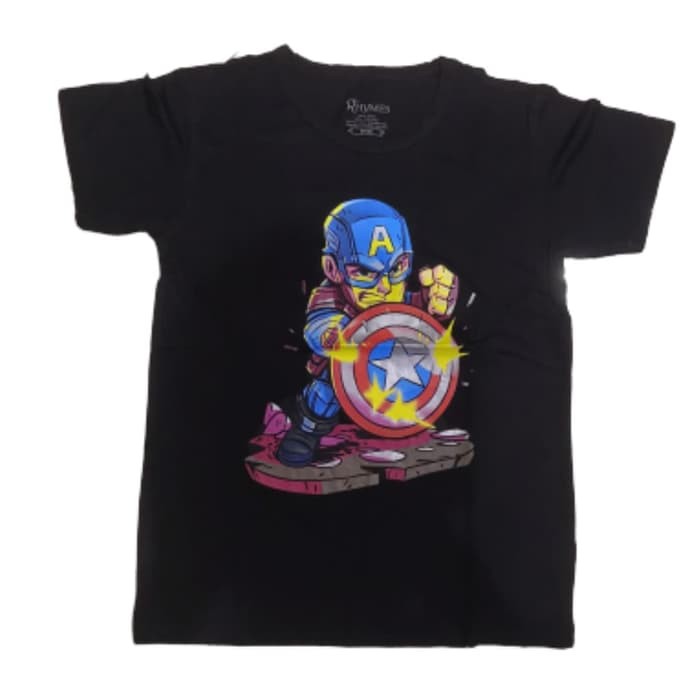 Baju Kaos Anak Cowok Captain America Rock Karakter Superhero Tanggung Tshirt Rhymes Import