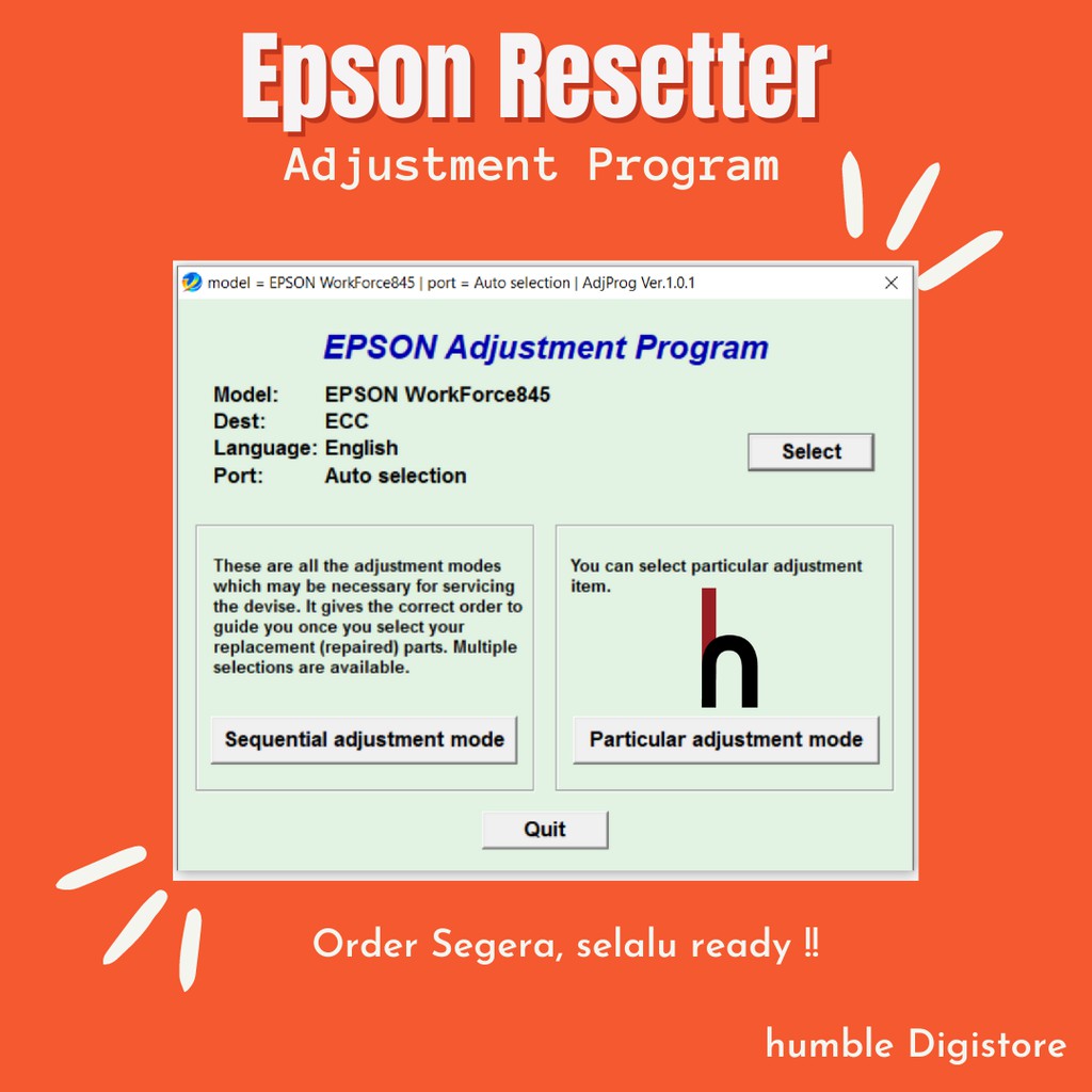 

Epson WF845 Program Resetter / Waste Ink Pad Counter Reset