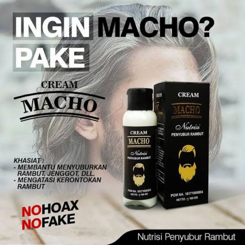 Cream Macho / Krim Penyubur Rambut / Jenggot / Mengatasi Rambut Rontok