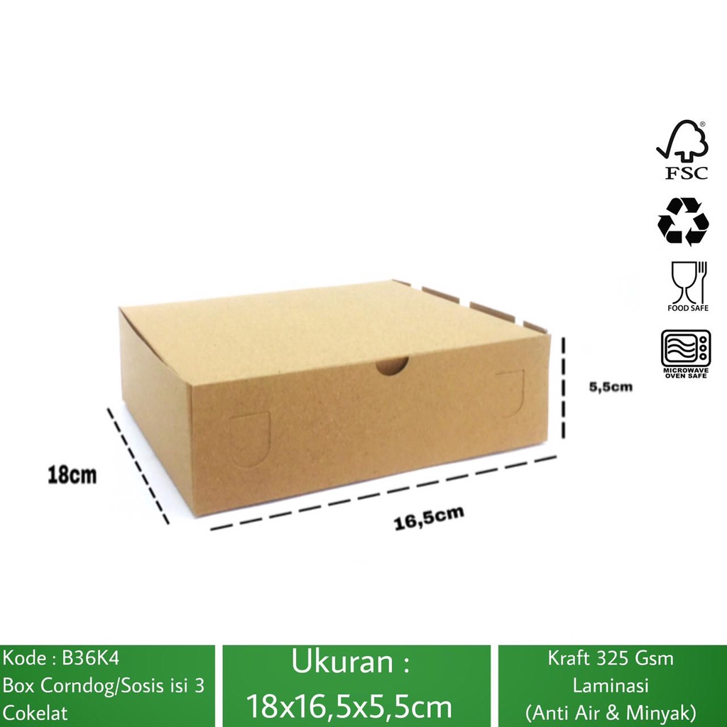 Box Sosis Dus Corndog Dus Sate (B36K4-18X16.5X5.5 Cm)