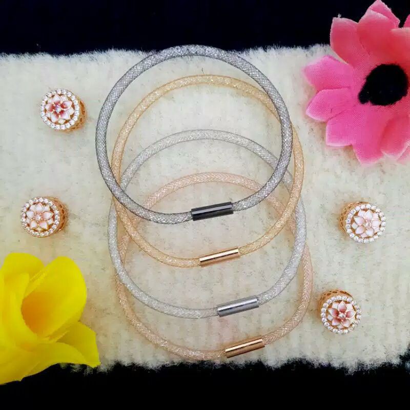 Gelang Wanita Glitter Swarovski Premium Quality Pengait Magnet