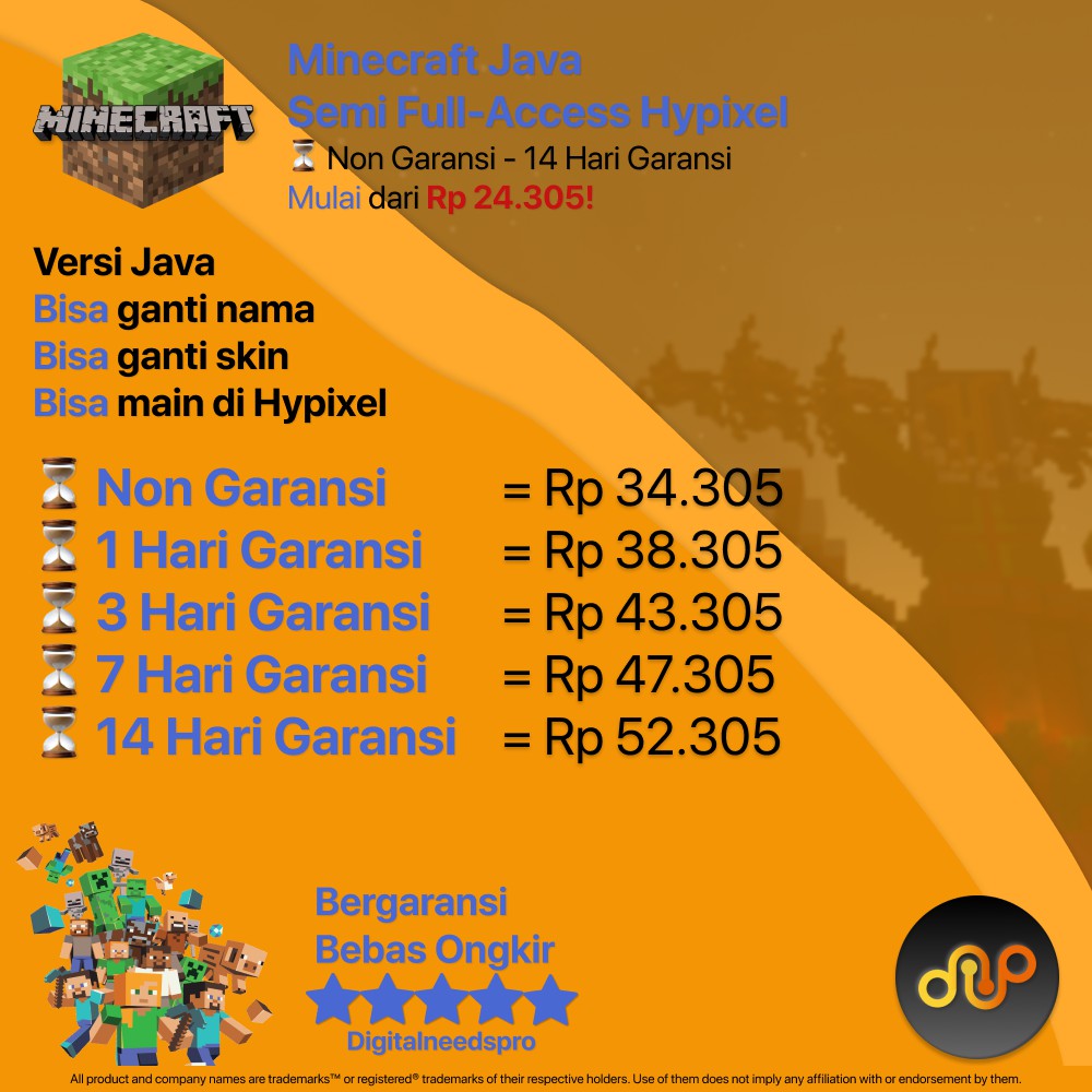 Bebas Ongkir Bergaransi Semi Access Premium Minecraft Java Accounts Shopee Indonesia