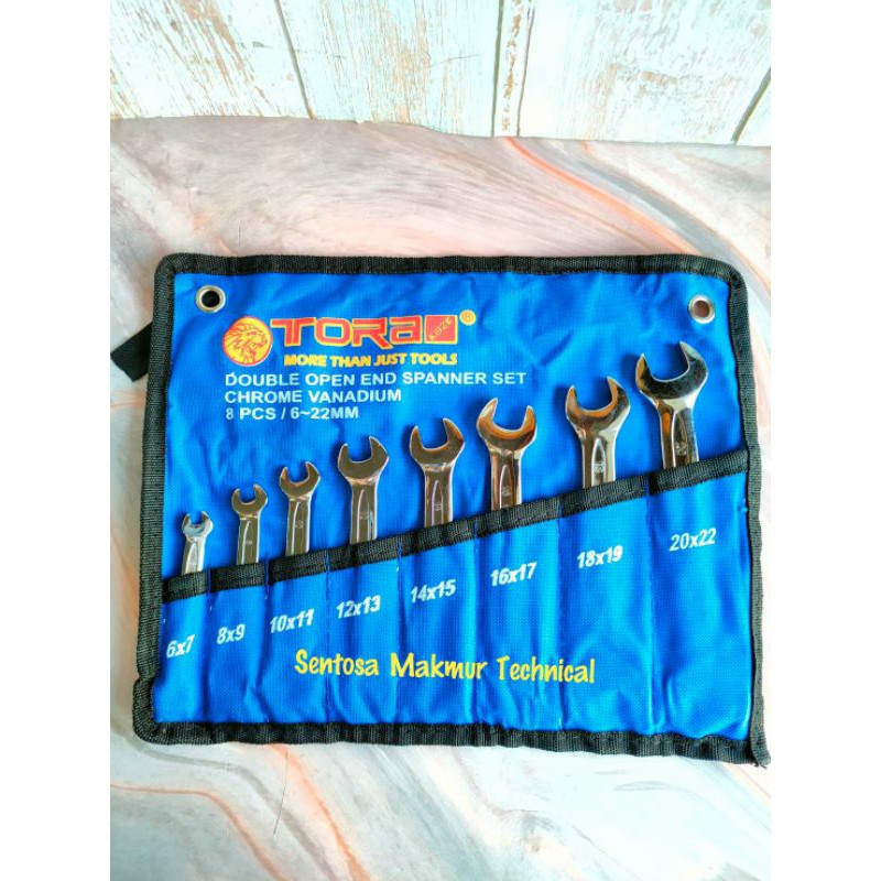 TORA 8 PCS Kunci Pas Double Open Wrench Spanner Set 6 -22 MM