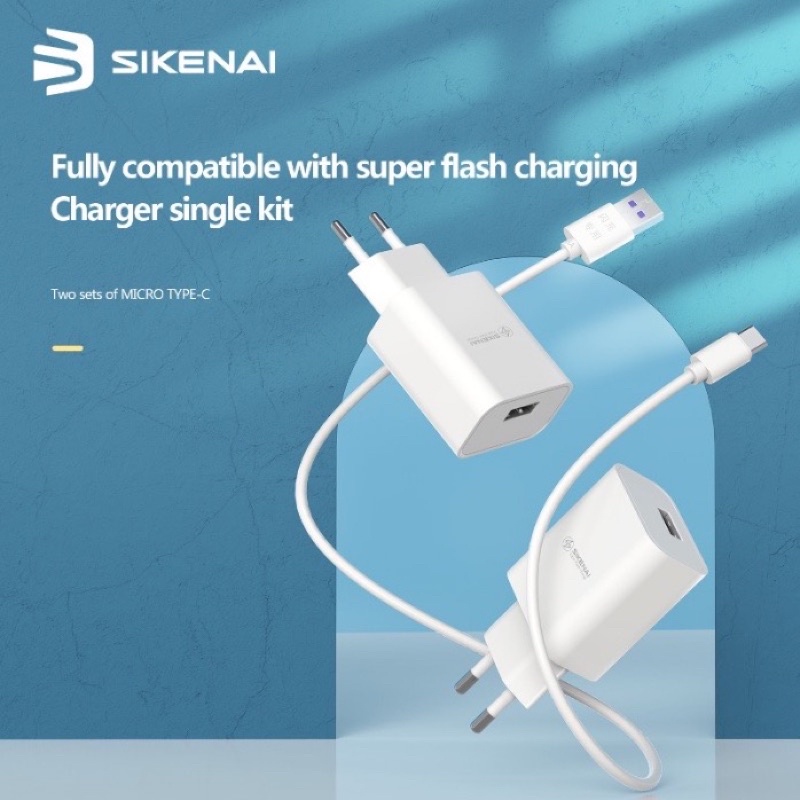 SIKENAI Charger X3T-EU Adapter QC3.0 / 18W + CableType-C Support All Q tc sikenai 18w max full compatible