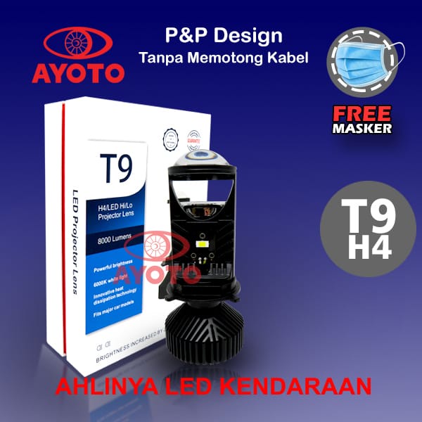 LAMPU LED MOBIL HEADLAMP PROJEKTOR T9 H4 HS1 55 WATT